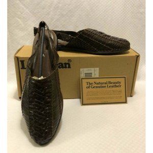 L.L. BEAN LADIES WOMEN'S BROWN LEATHER HUARACHES 9.5N WALKING SANDALS MULES ~C23